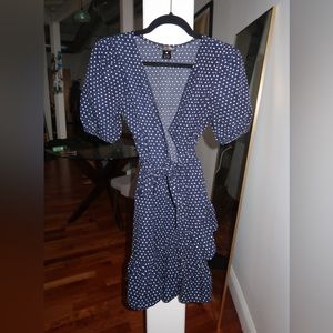 Aqua brand, blue and white polka dot sundress, size small, lightly worn